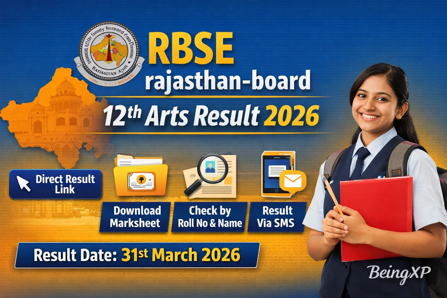 RBSE 12th Arts Result 2026 Link, Marksheet Download
